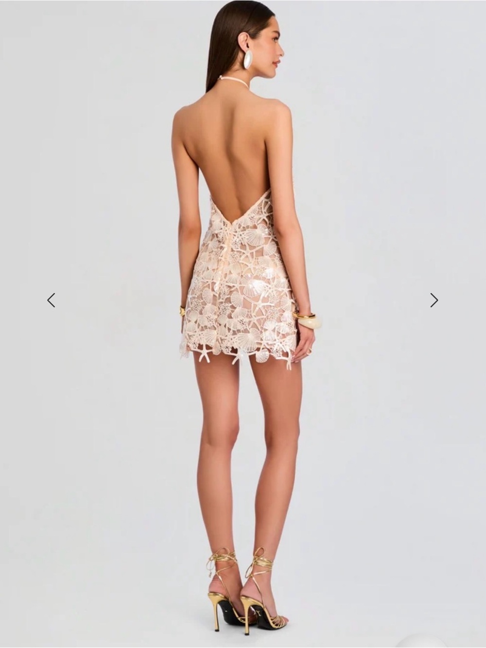 Retrofête Shell-Appliqué Backless Mini Dress in Blush - Picture 2 of 5